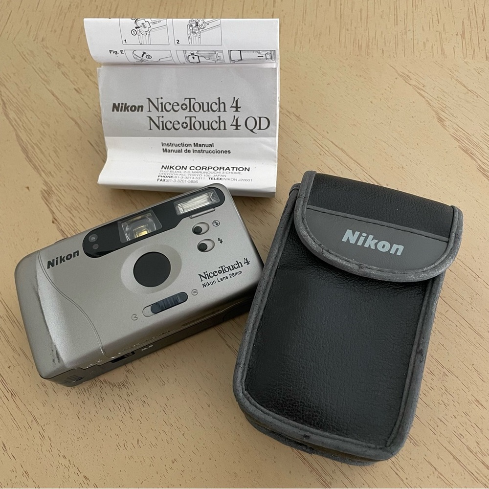 Vintage Nikon Nice Touch 4 Camera Flash Case Manual 29mm Lens Vintage 35mm film